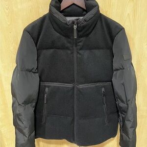 Tumi Black Puffer Jacket with Quilted Design